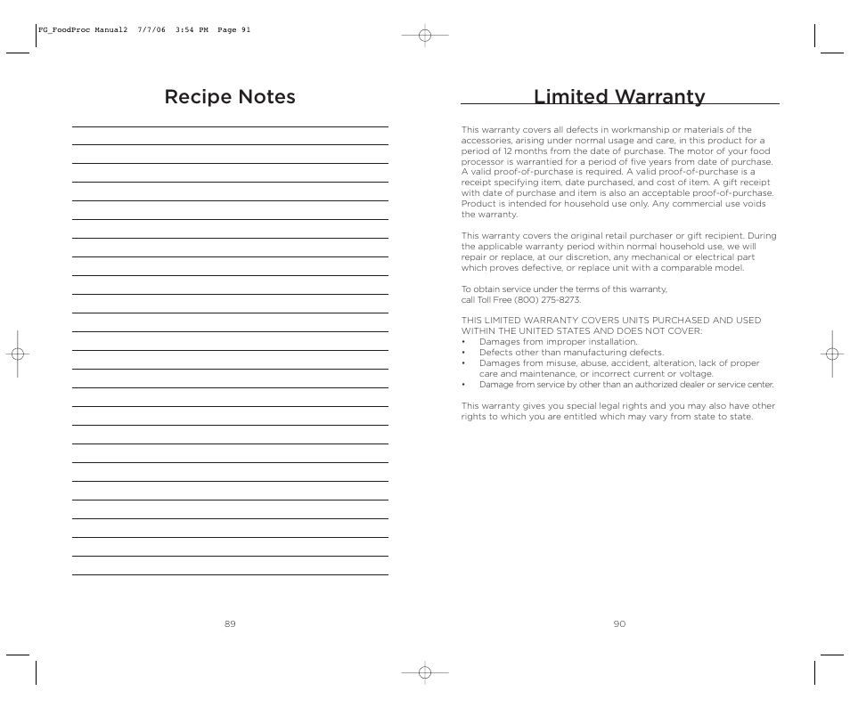 Limited warranty | Wolfgang Puck WPMFP15 User Manual | Page 46 / 46