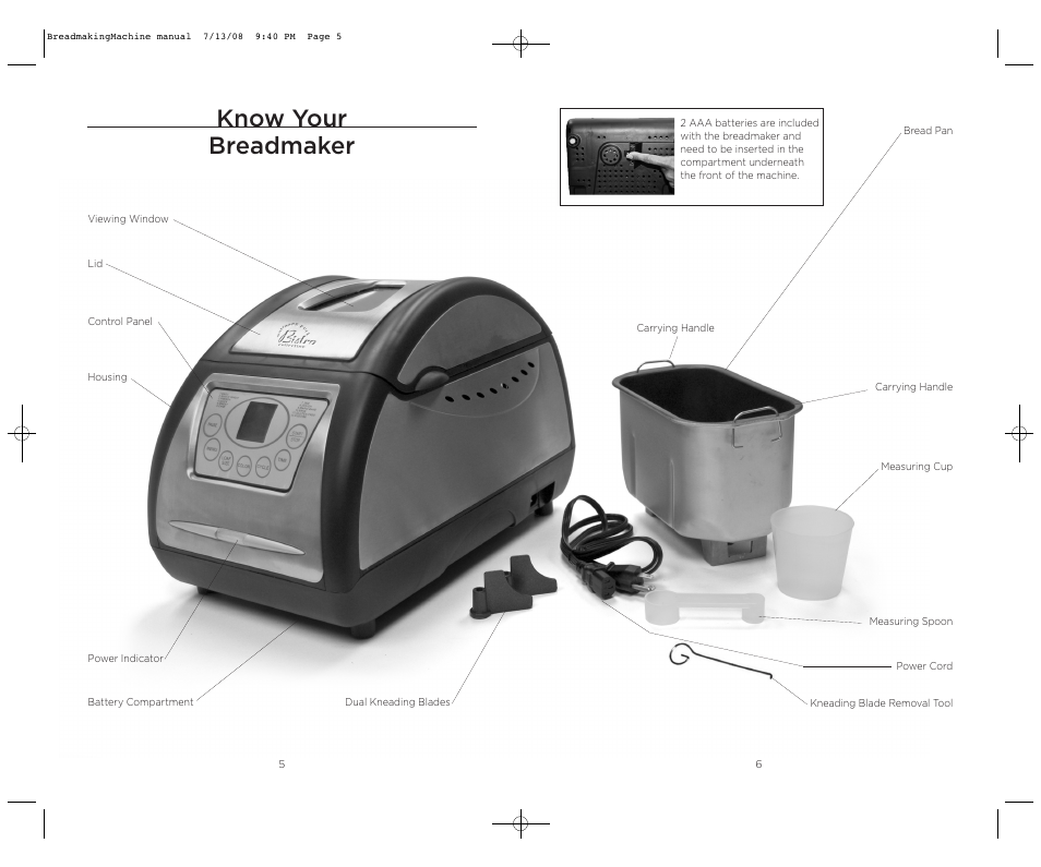 Know your breadmaker | Wolfgang Puck BBME025 User Manual | Page 4 / 35