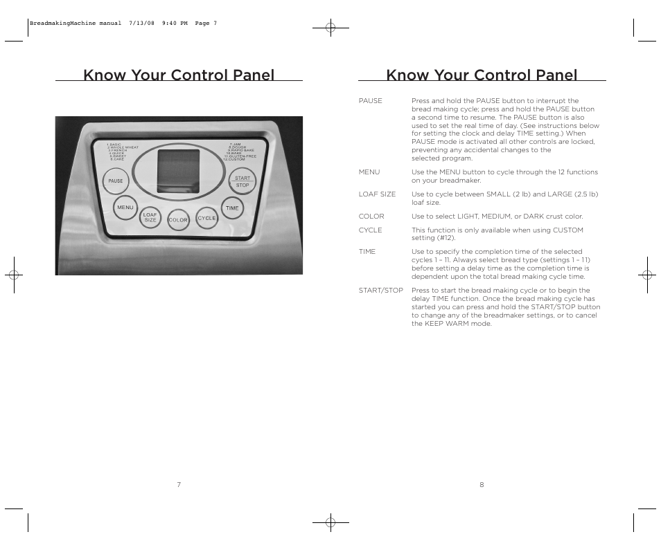 Know your control panel | Wolfgang Puck BBME025 User Manual | Page 5 / 35