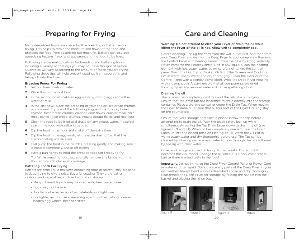 Care and cleaning, Preparing for frying | Wolfgang Puck BDFR0060 User Manual | Page 11 / 28