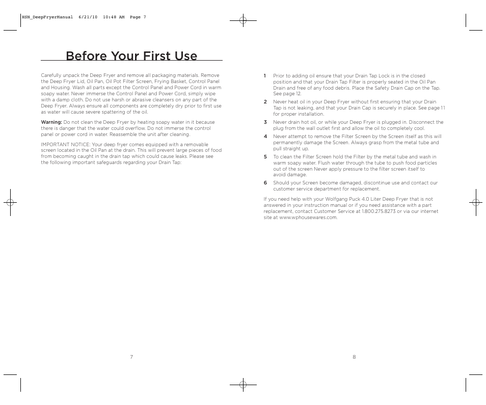 Before your first use | Wolfgang Puck BDFR0060 User Manual | Page 5 / 28