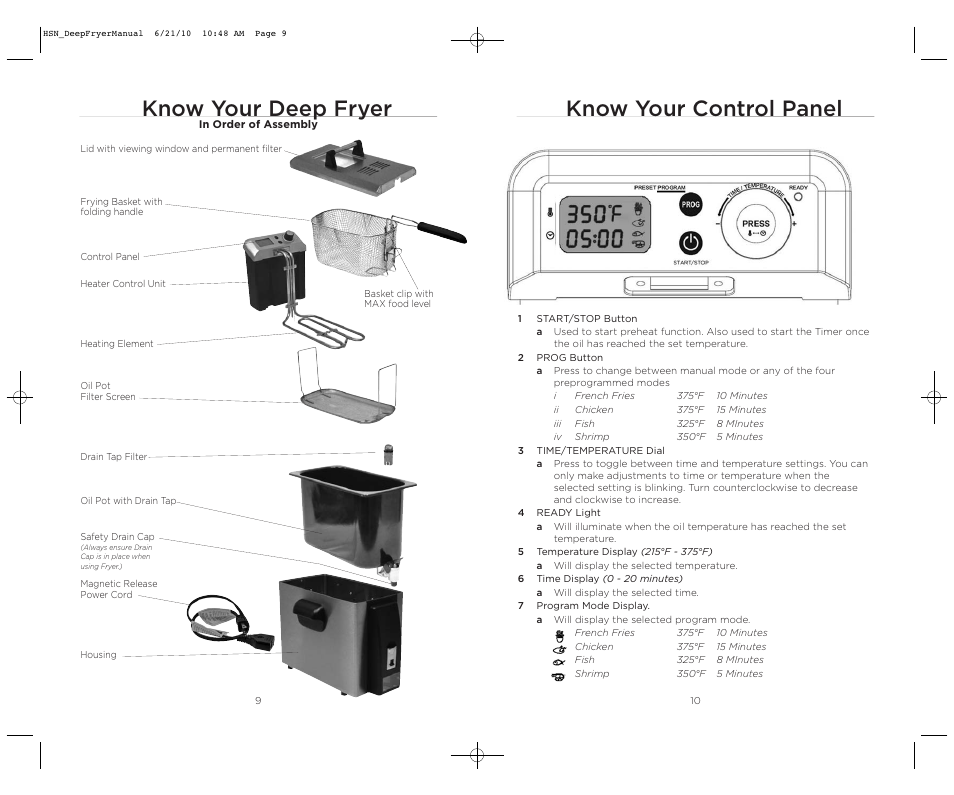 Know your deep fryer know your control panel | Wolfgang Puck BDFR0060 User Manual | Page 6 / 28