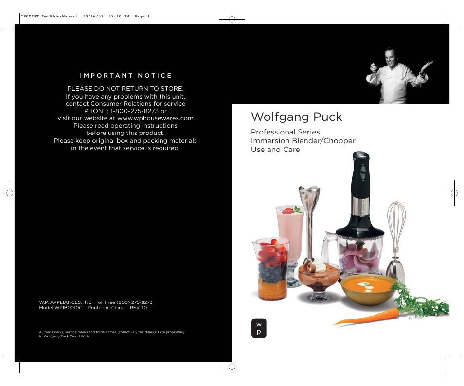 Wolfgang Puck WPIB0010C User Manual | 24 pages