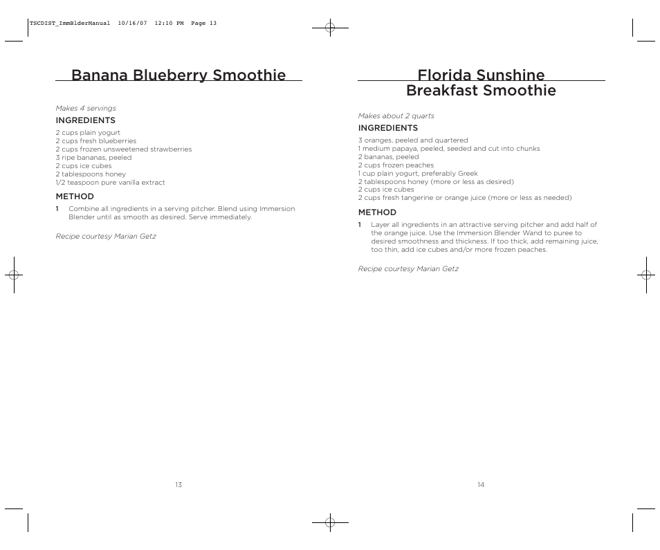 Banana blueberry smoothie, Florida sunshine breakfast smoothie | Wolfgang Puck WPIB0010C User Manual | Page 8 / 24