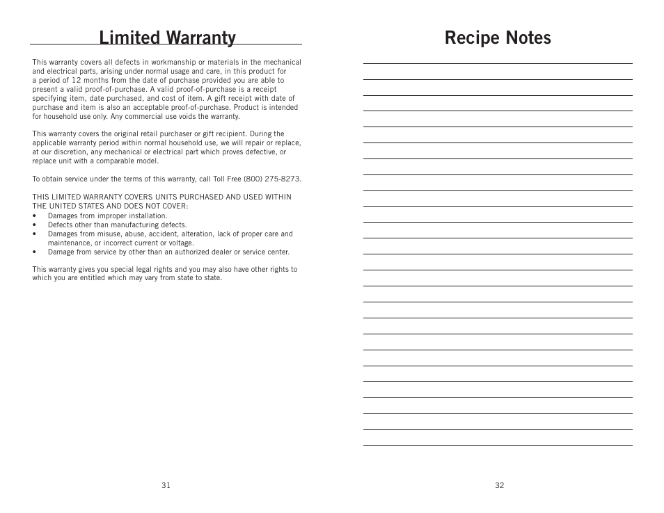 Limited warranty | Wolfgang Puck BBLFP001 User Manual | Page 17 / 18