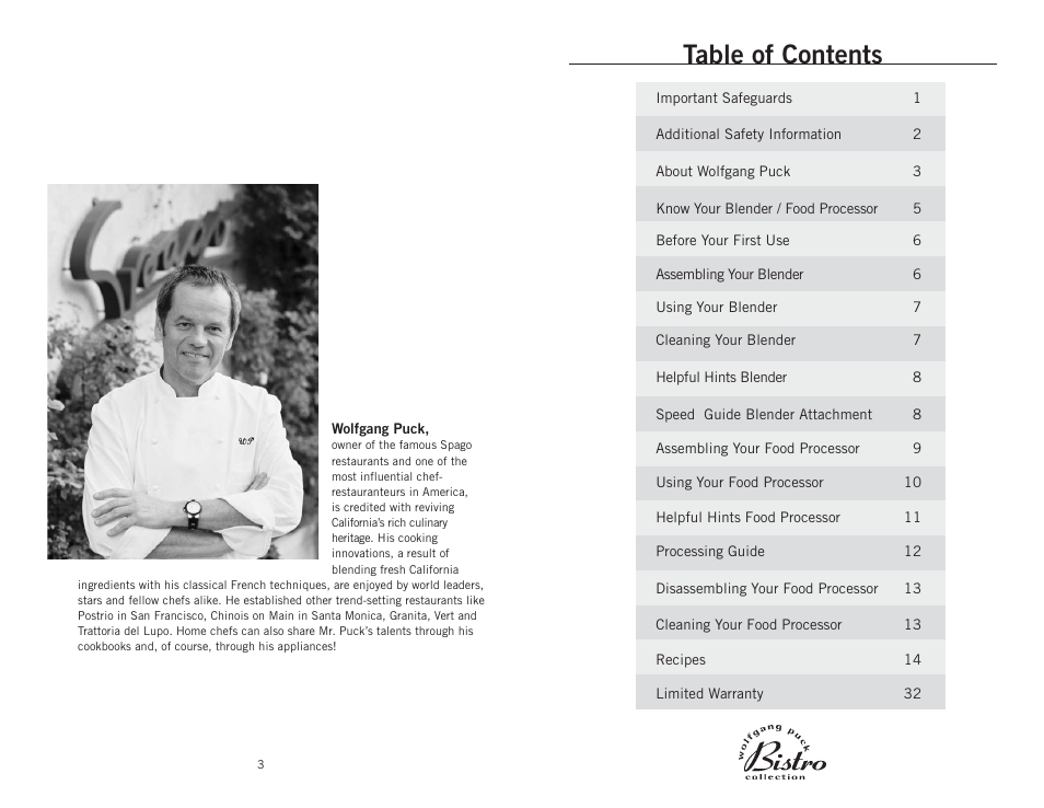 Wolfgang Puck BBLFP001 User Manual | Page 3 / 18