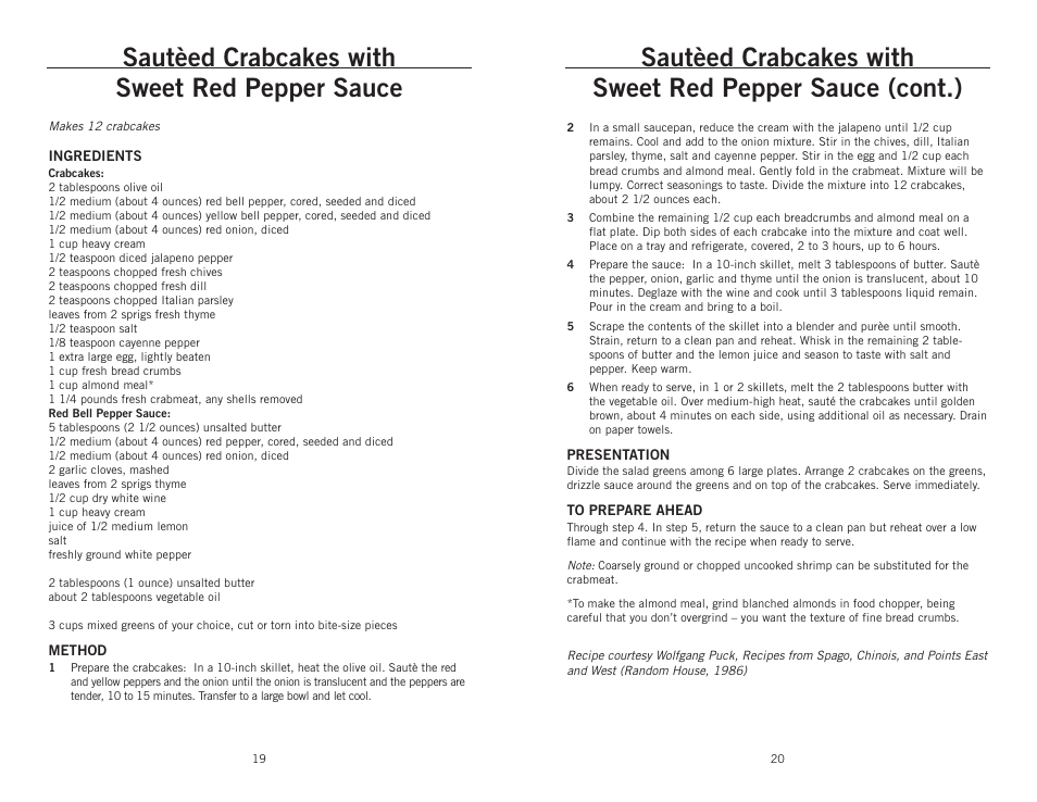 Sautèed crabcakes with sweet red pepper sauce | Wolfgang Puck BIBC1010 User Manual | Page 11 / 14