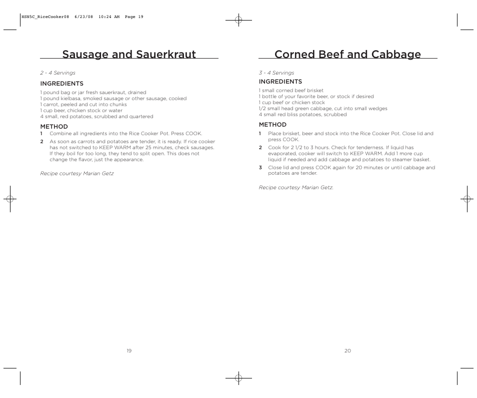 Sausage and sauerkraut, Corned beef and cabbage | Wolfgang Puck HSN5C_RICECOOKER08 User Manual | Page 11 / 28