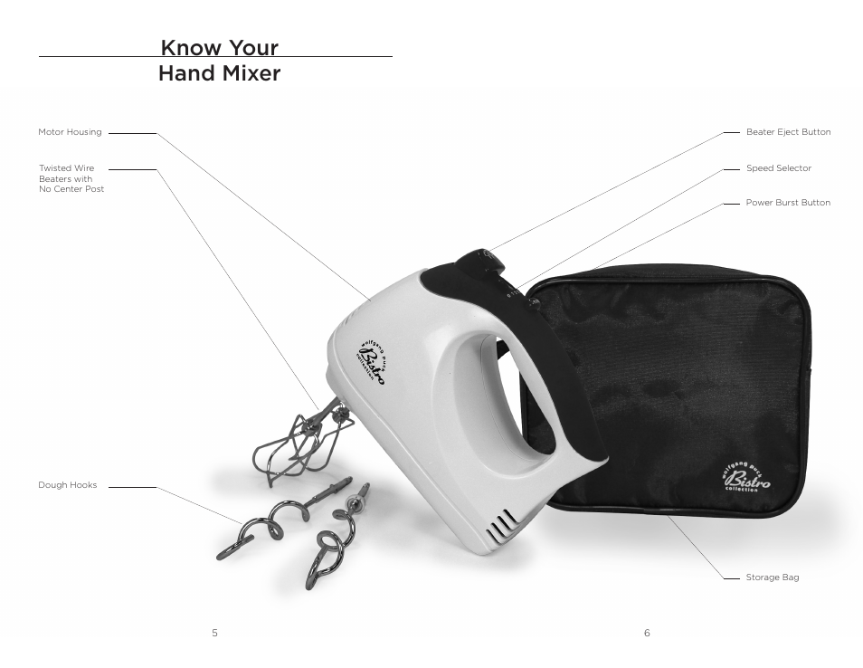 Know your hand mixer | Wolfgang Puck BHM00240 User Manual | Page 4 / 10