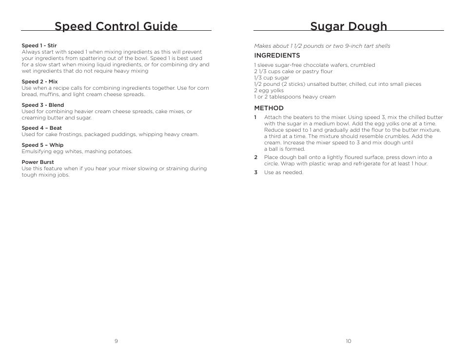 Sugar dough, Speed control guide | Wolfgang Puck BHM00240 User Manual | Page 6 / 10