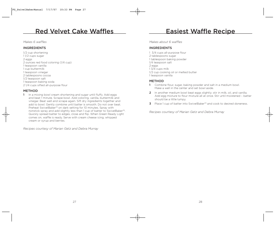 Red velvet cake waffles, Easiest waffle recipe | Wolfgang Puck SWIVELBAKER WPWB0010 User Manual | Page 15 / 20