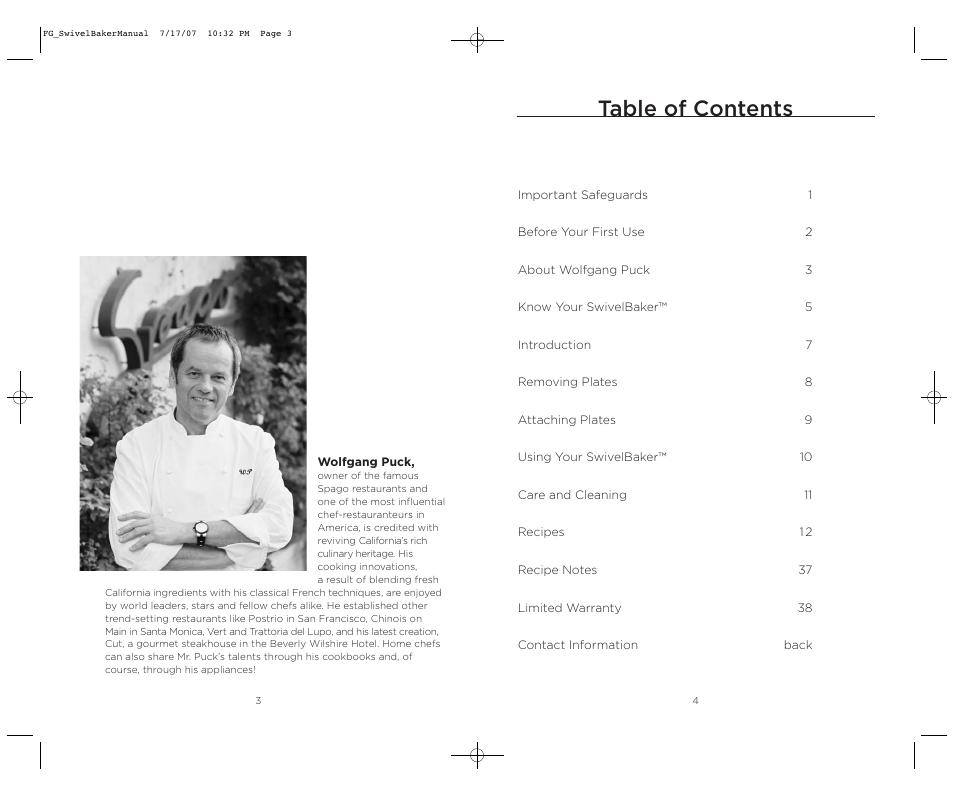Wolfgang Puck SWIVELBAKER WPWB0010 User Manual | Page 3 / 20
