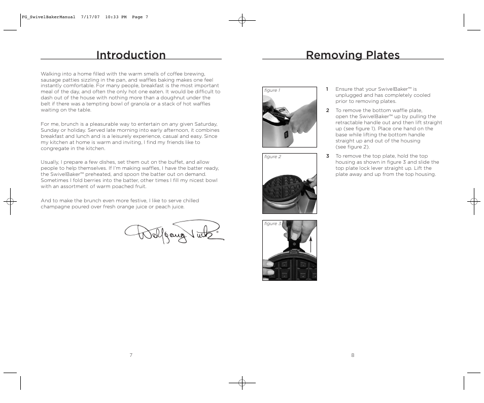 Introduction, Removing plates | Wolfgang Puck SWIVELBAKER WPWB0010 User Manual | Page 5 / 20