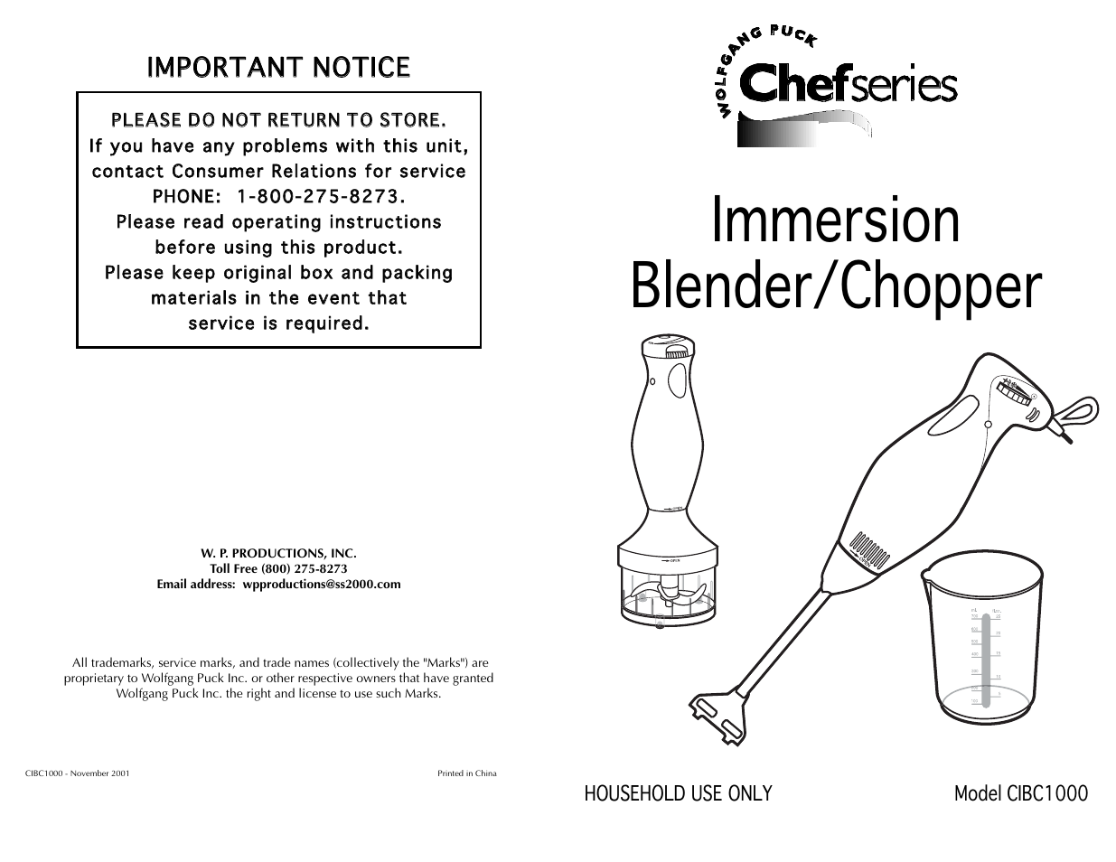 Wolfgang Puck CHEFSERIES CIBC1000 User Manual | 12 pages