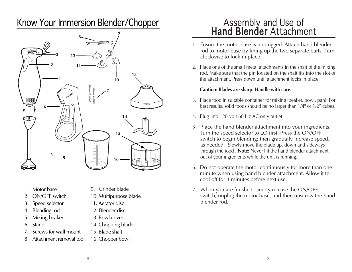 Know your immersion blender/chopper | Wolfgang Puck CHEFSERIES CIBC1000 User Manual | Page 3 / 12