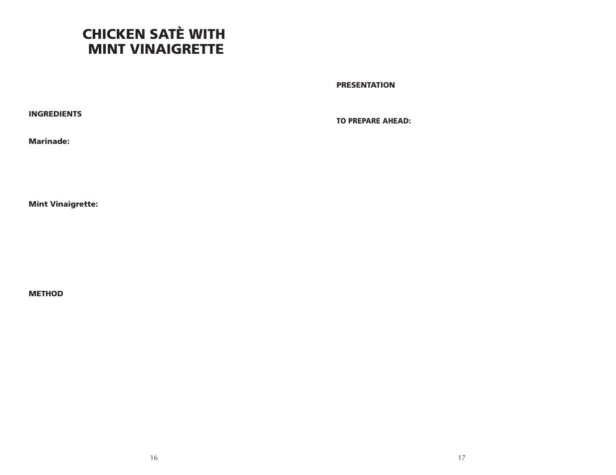 Chicken satè with mint vinaigrette | Wolfgang Puck CHEFSERIES CIBC1000 User Manual | Page 9 / 12