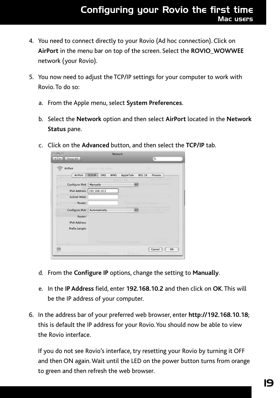 Configuring your rovio the first time | Wow Wee Rovio 8033 User Manual | Page 19 / 54