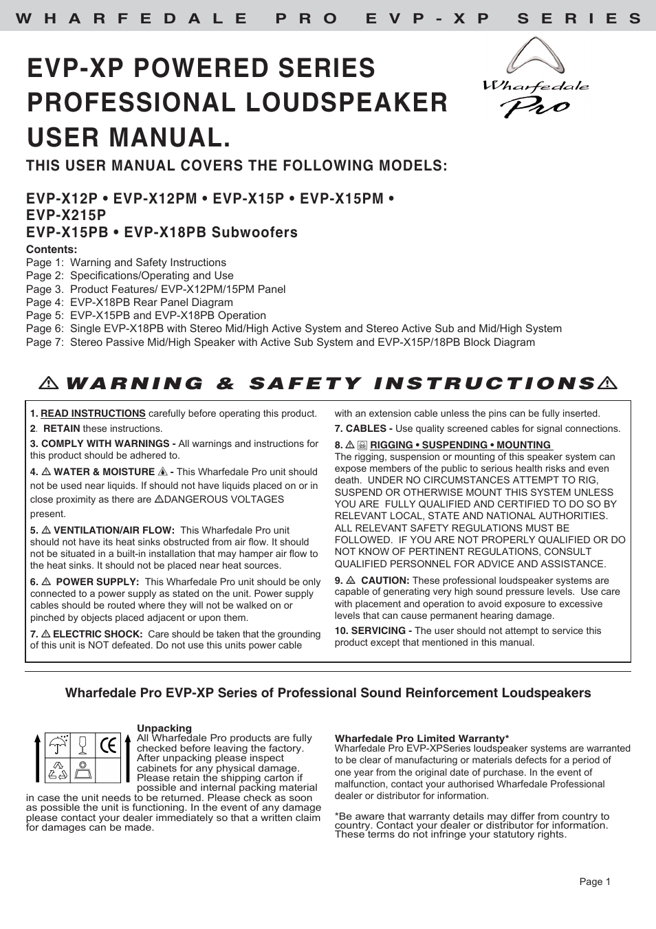 Wharfedale EVP-X12PM User Manual | 8 pages