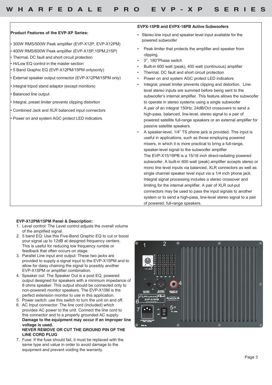 Wharfedale EVP-X12PM User Manual | Page 3 / 8