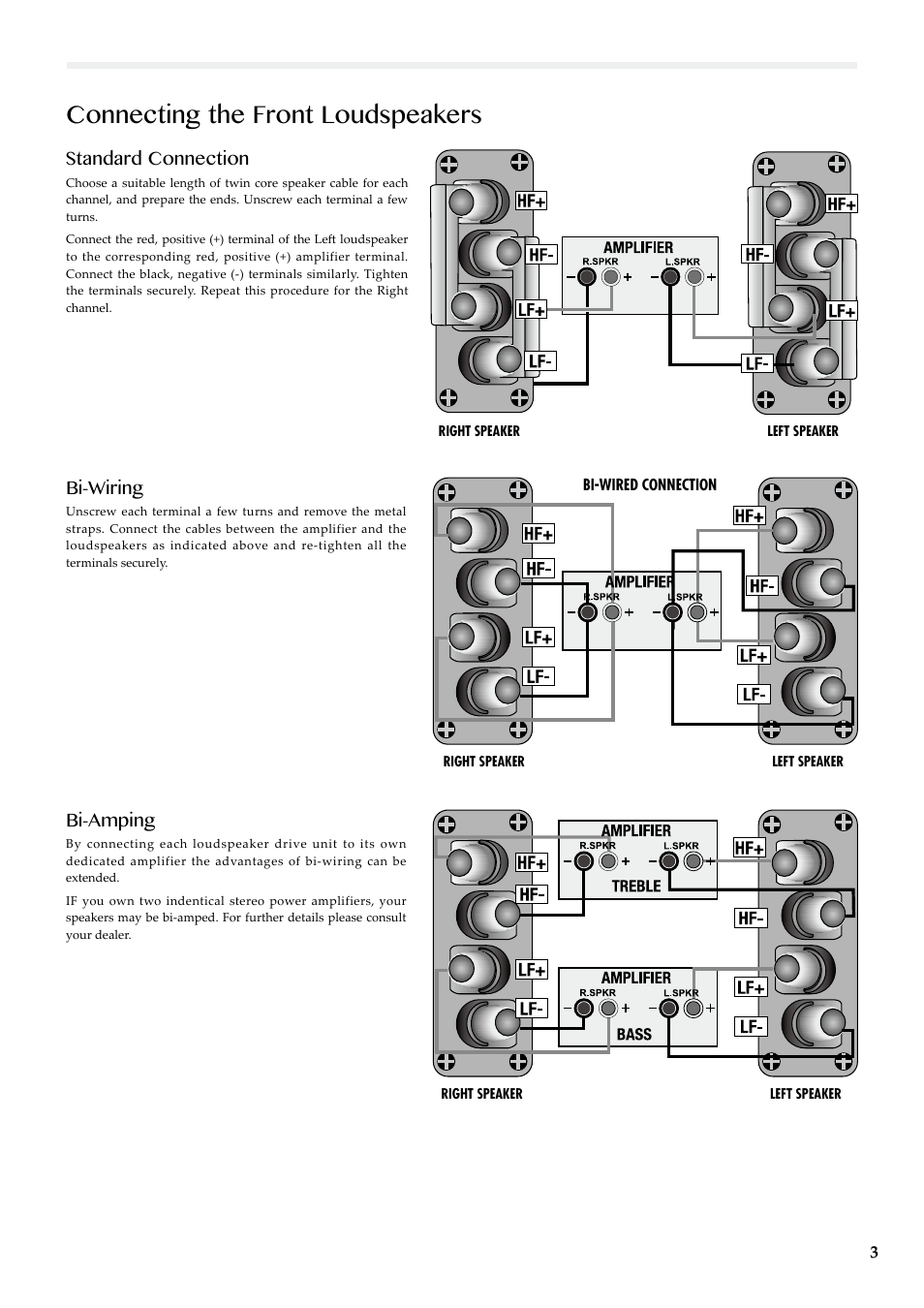 Connecting the front loudspeakers | Wharfedale Diamond 159 User Manual | Page 5 / 12