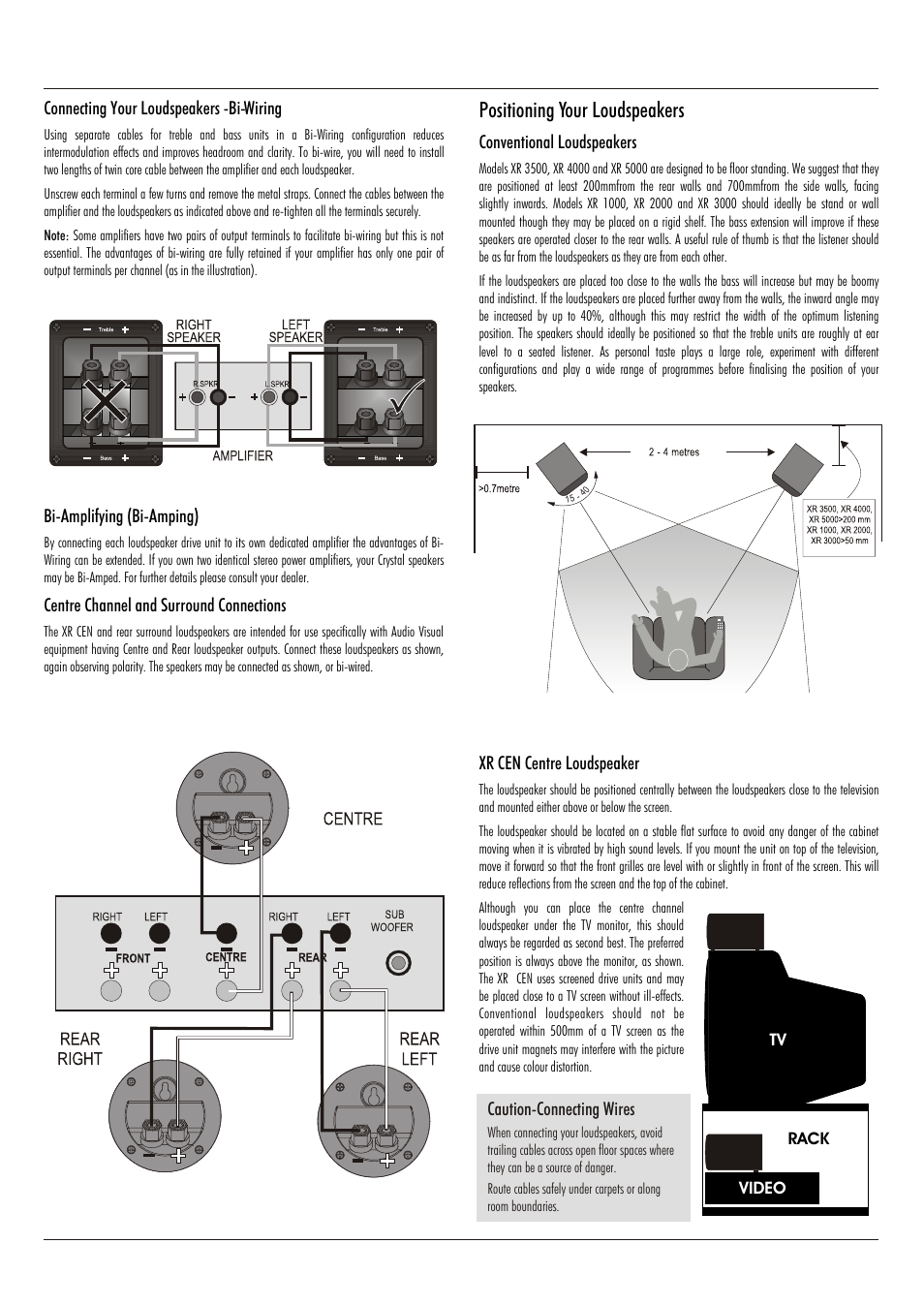 Т³гж 3, Positioning your loudspeakers | Wharfedale XR3000 User Manual | Page 3 / 5