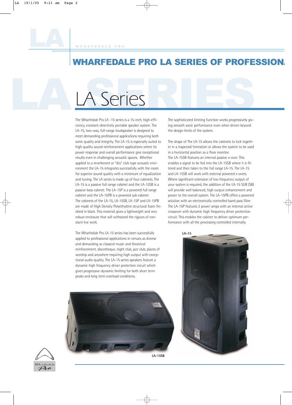 La series | Wharfedale LA Series User Manual | Page 2 / 4