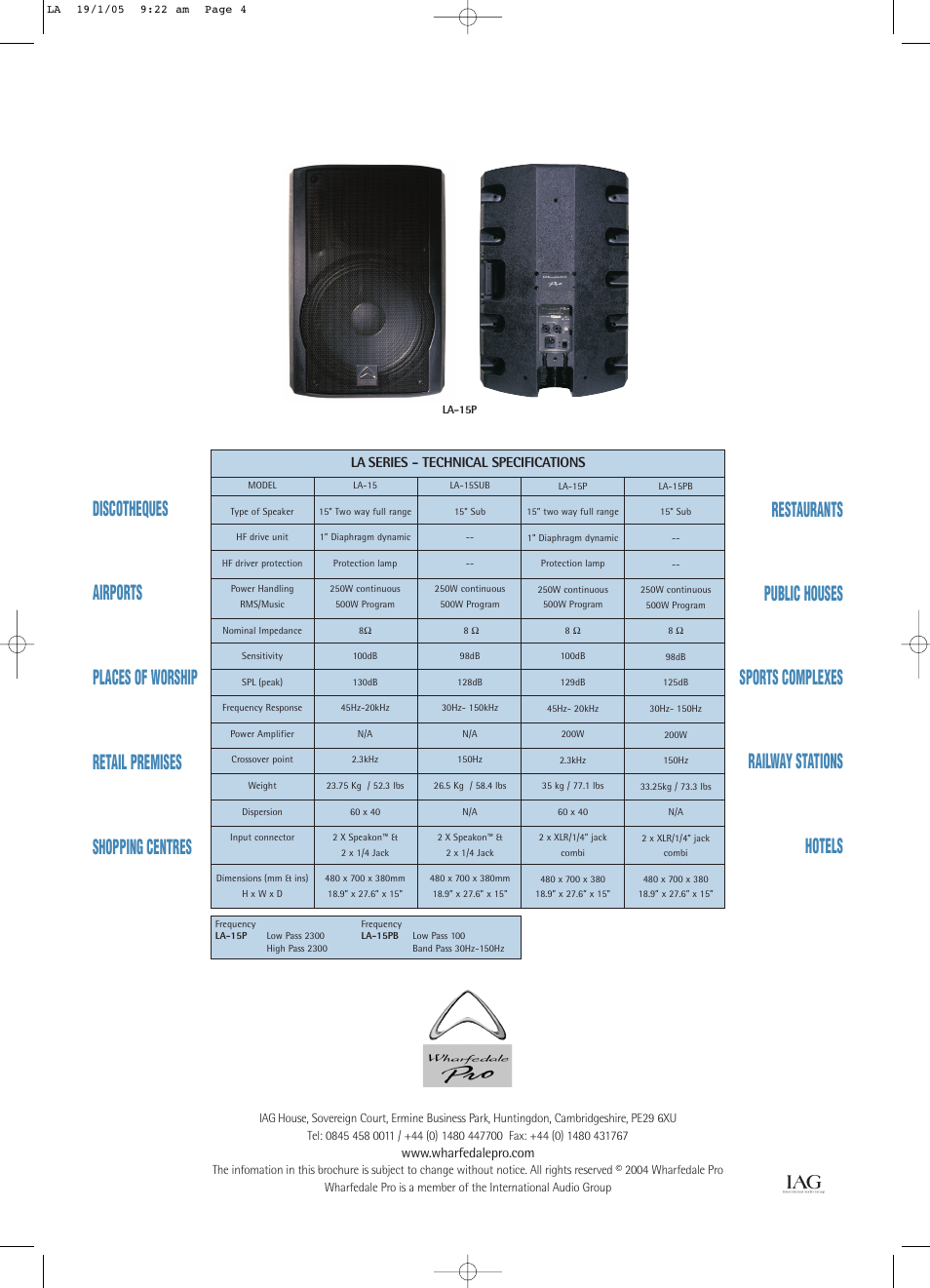 Wharfedale LA Series User Manual | Page 4 / 4