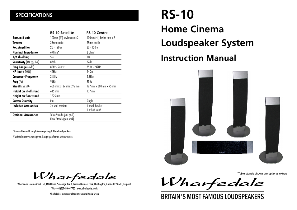 Wharfedale RS-10 User Manual | 4 pages