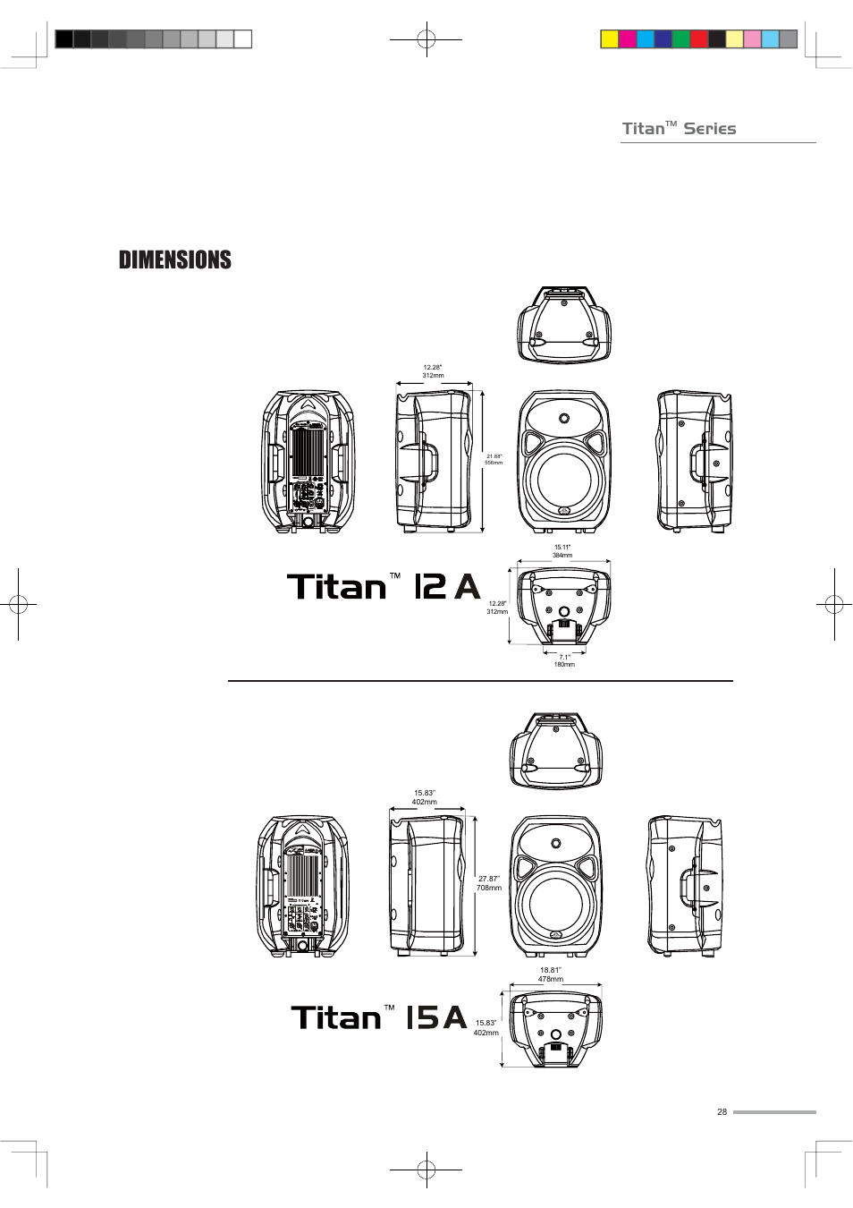 Dimensions, Titan, Series | Wharfedale Titan Sub A15 User Manual | Page 5 / 33