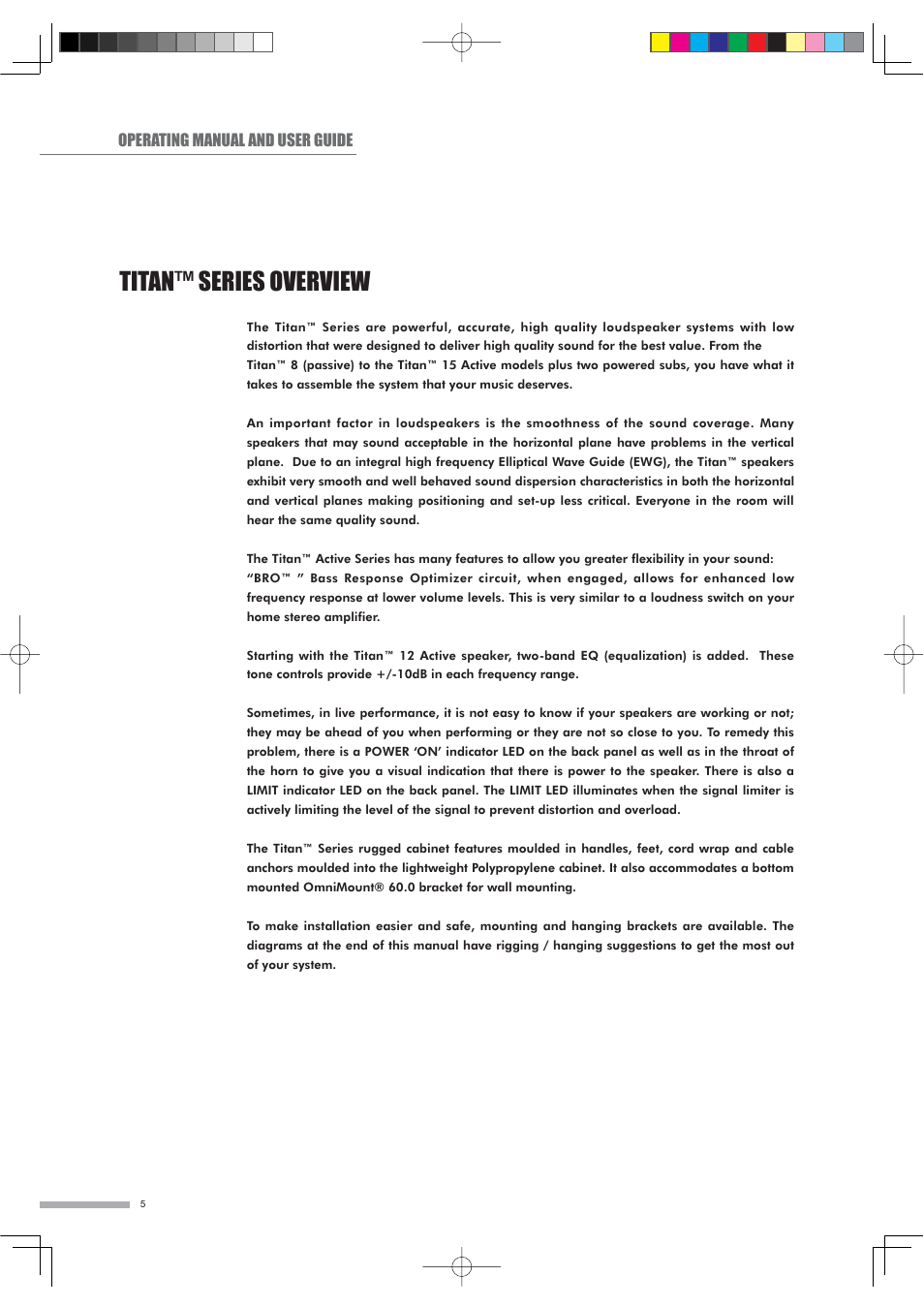 Titan™ series overview, Operating manual and user guide | Wharfedale Titan Sub A15 User Manual | Page 6 / 33