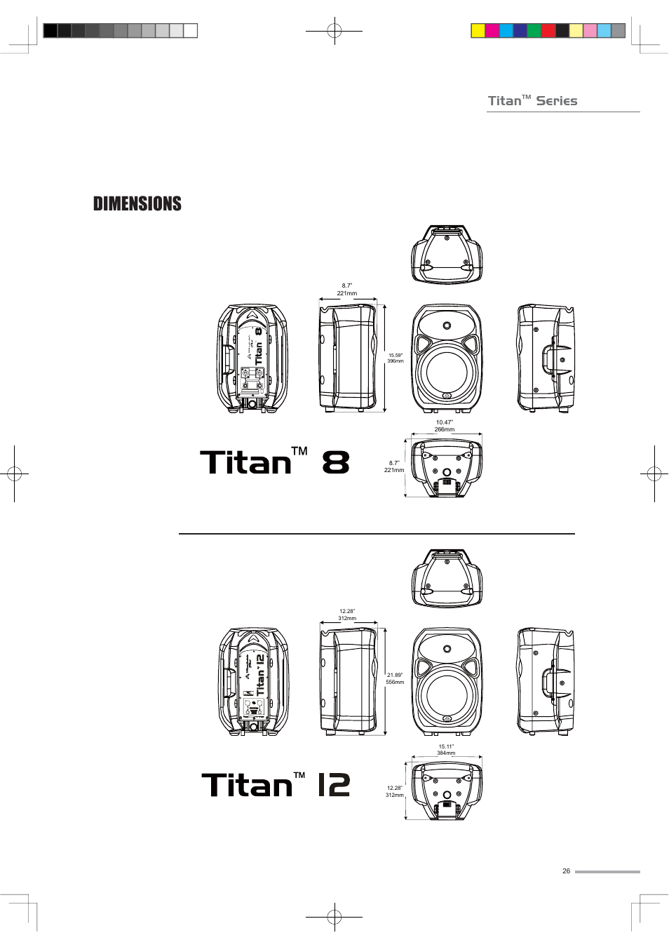 Dimensions, Titan, Series | Wharfedale Titan Sub A15 User Manual | Page 7 / 33