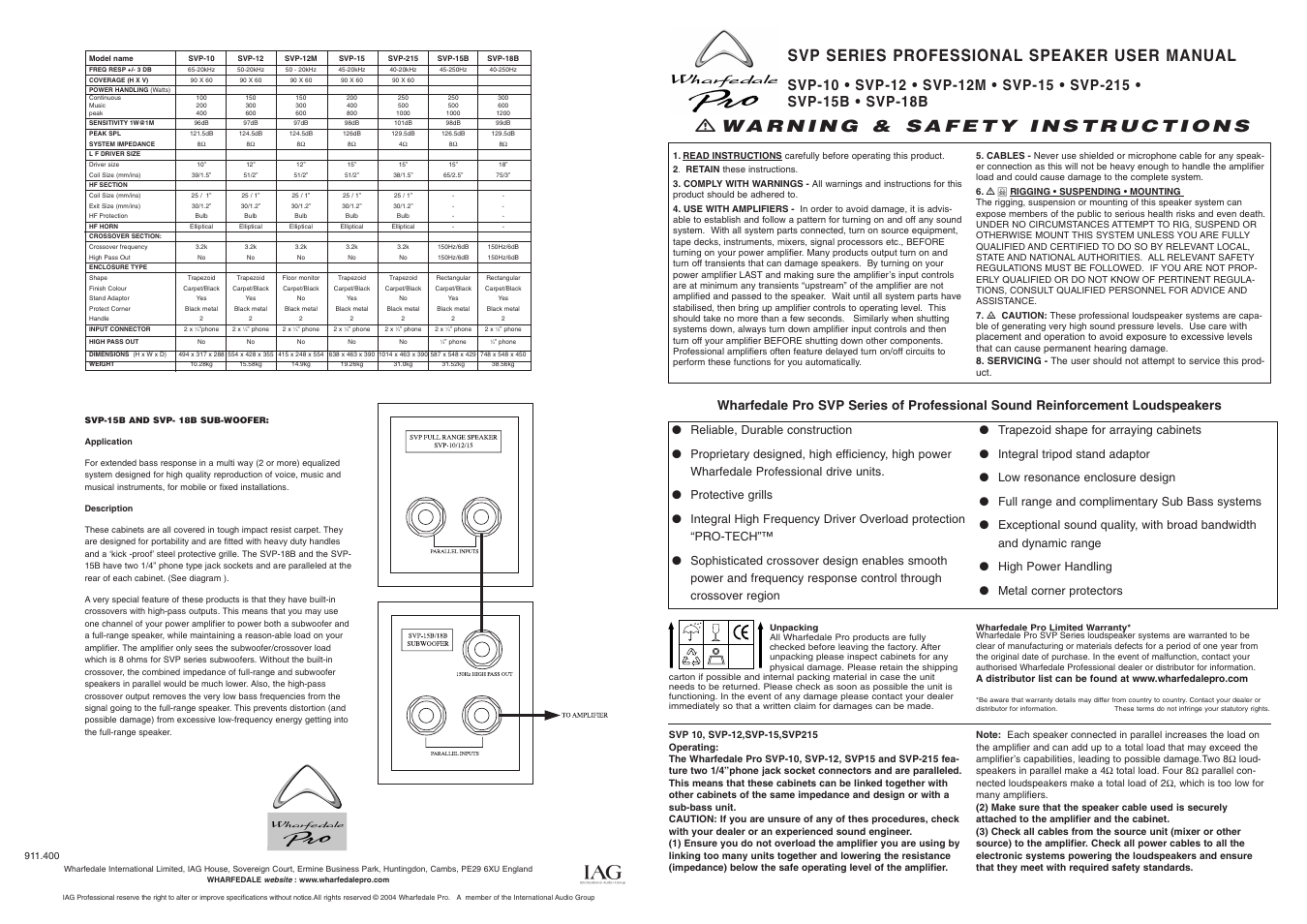 Wharfedale SVP-15 User Manual | 2 pages