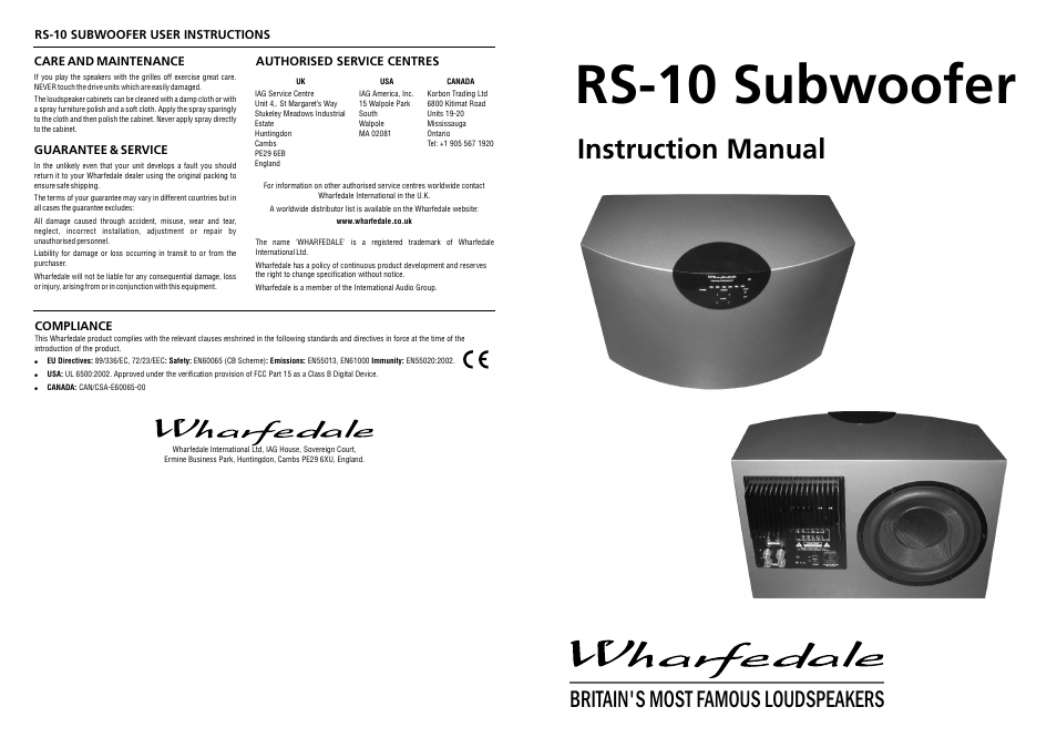 Wharfedale RS10 User Manual | 4 pages