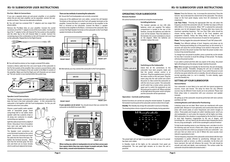 Rs-10 subwoofer user instructions | Wharfedale RS10 User Manual | Page 4 / 4