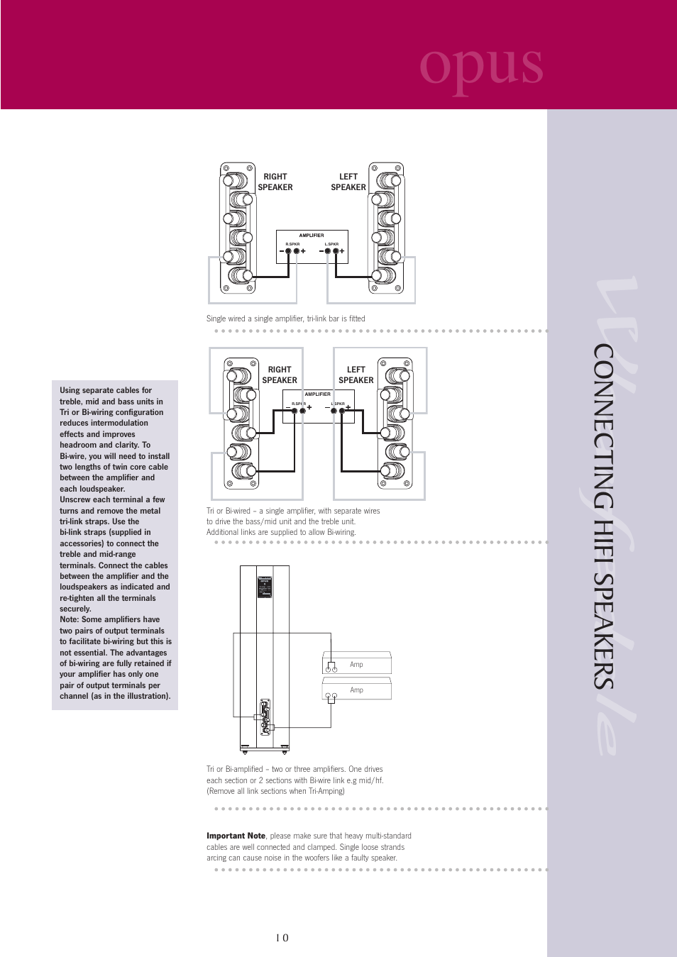 Opus, Connecting hifi speakers | Wharfedale opus User Manual | Page 10 / 27
