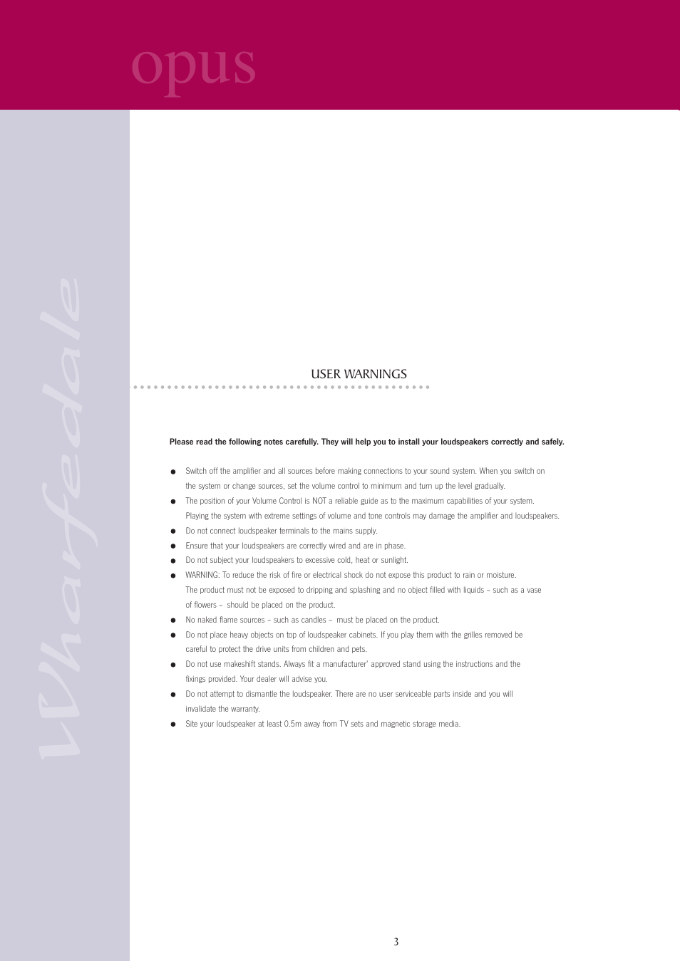 Opus | Wharfedale opus User Manual | Page 3 / 27