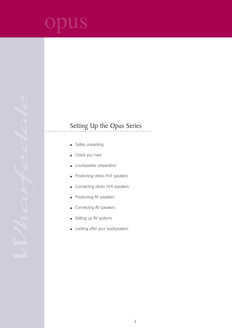 Opus | Wharfedale opus User Manual | Page 5 / 27