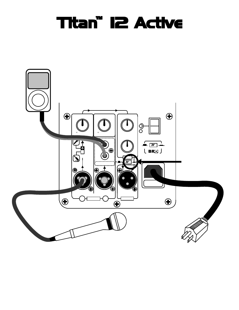 Ac power cord microphone, Mp3 player 11 connection diagram #1 | Wharfedale Titan 12 ACTIVE User Manual | Page 13 / 19