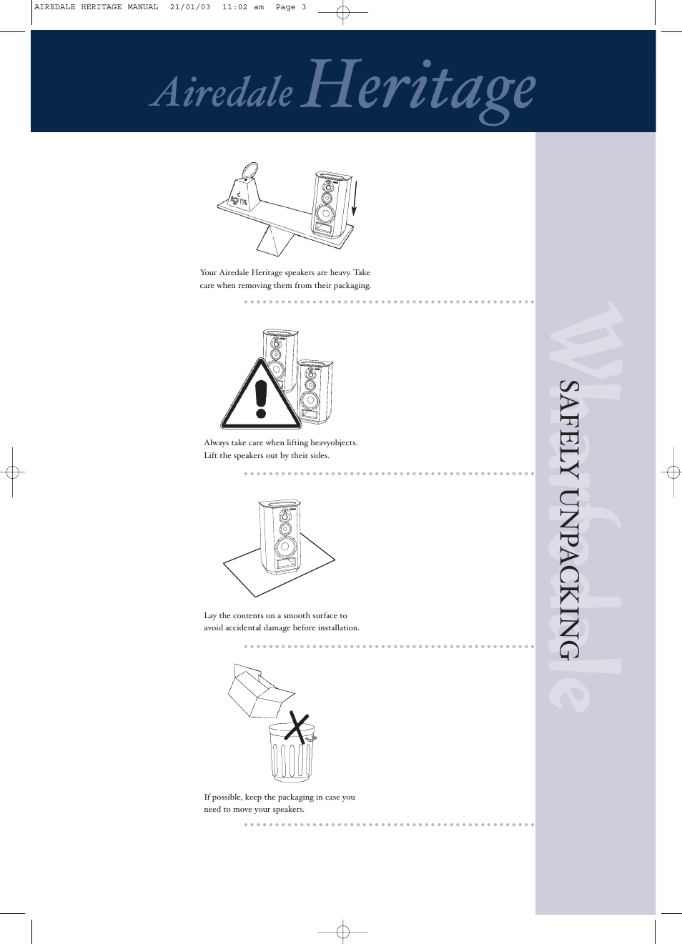 Safel y unp a cking | Wharfedale PANTONE 539 User Manual | Page 6 / 27