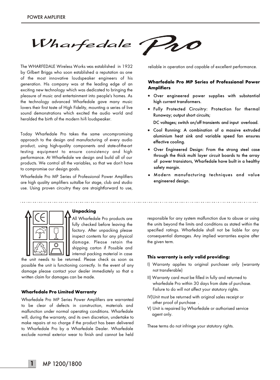 Т³гж 2 | Wharfedale MP 1200 User Manual | Page 2 / 8