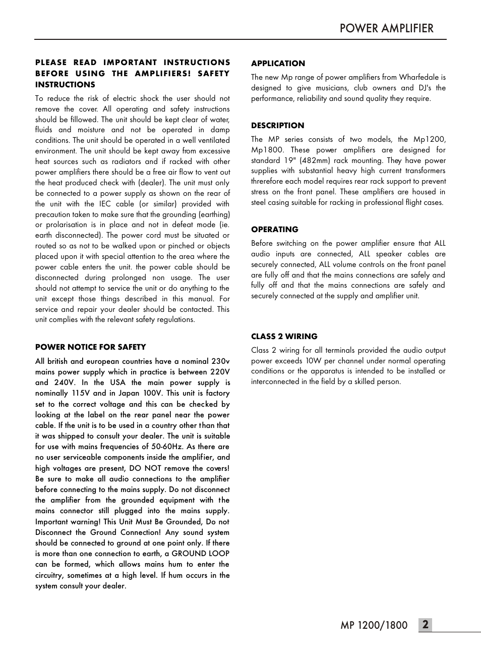 Т³гж 3, Power amplifier | Wharfedale MP 1200 User Manual | Page 3 / 8