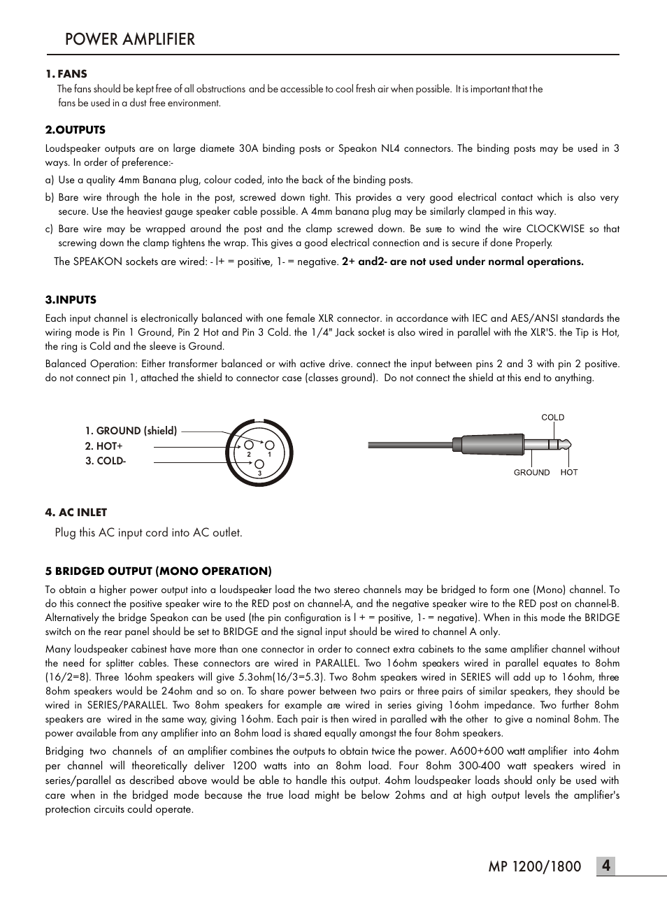 Т³гж 5, Power amplifier | Wharfedale MP 1200 User Manual | Page 5 / 8