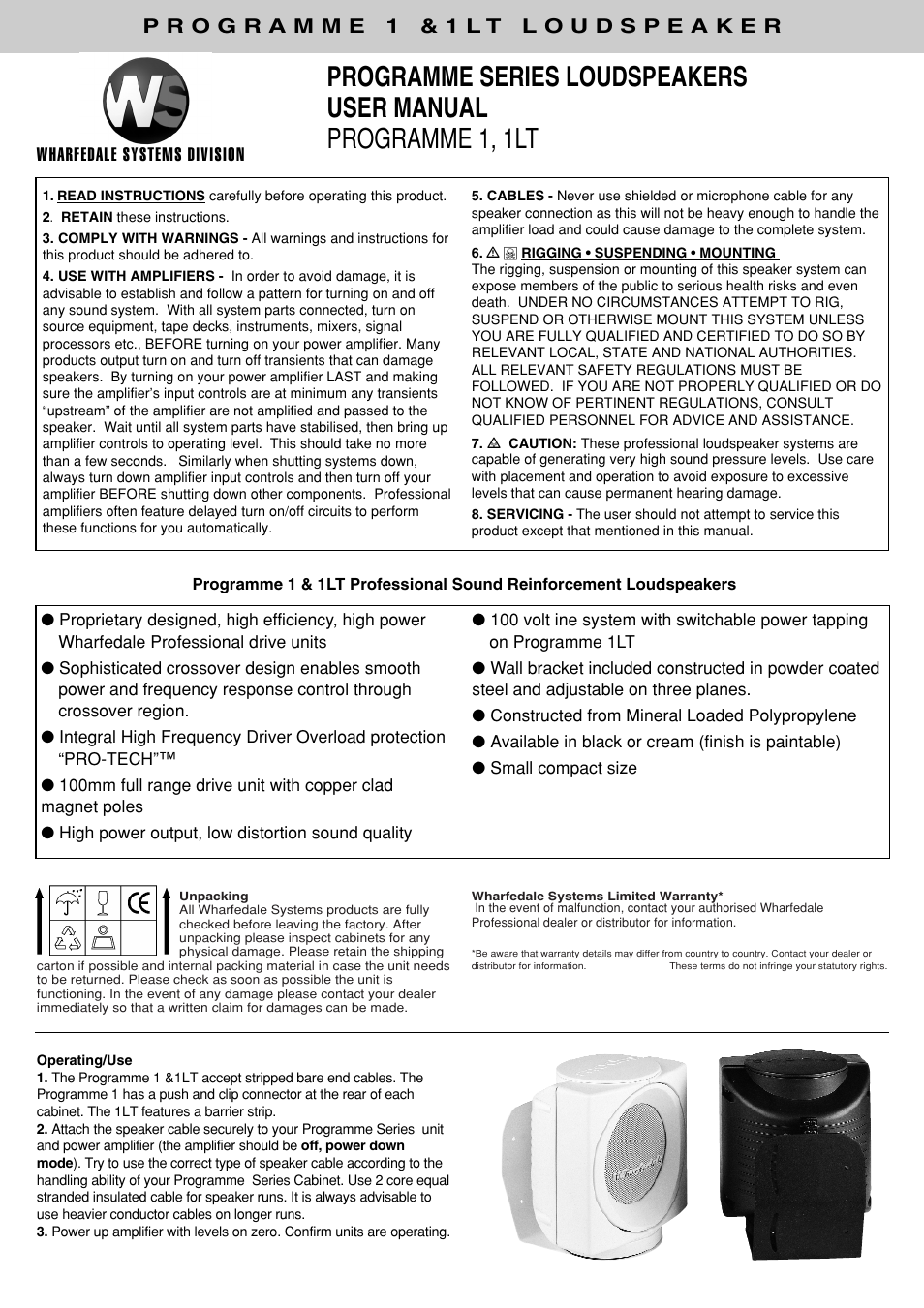 Wharfedale Programme 1LT User Manual | 2 pages