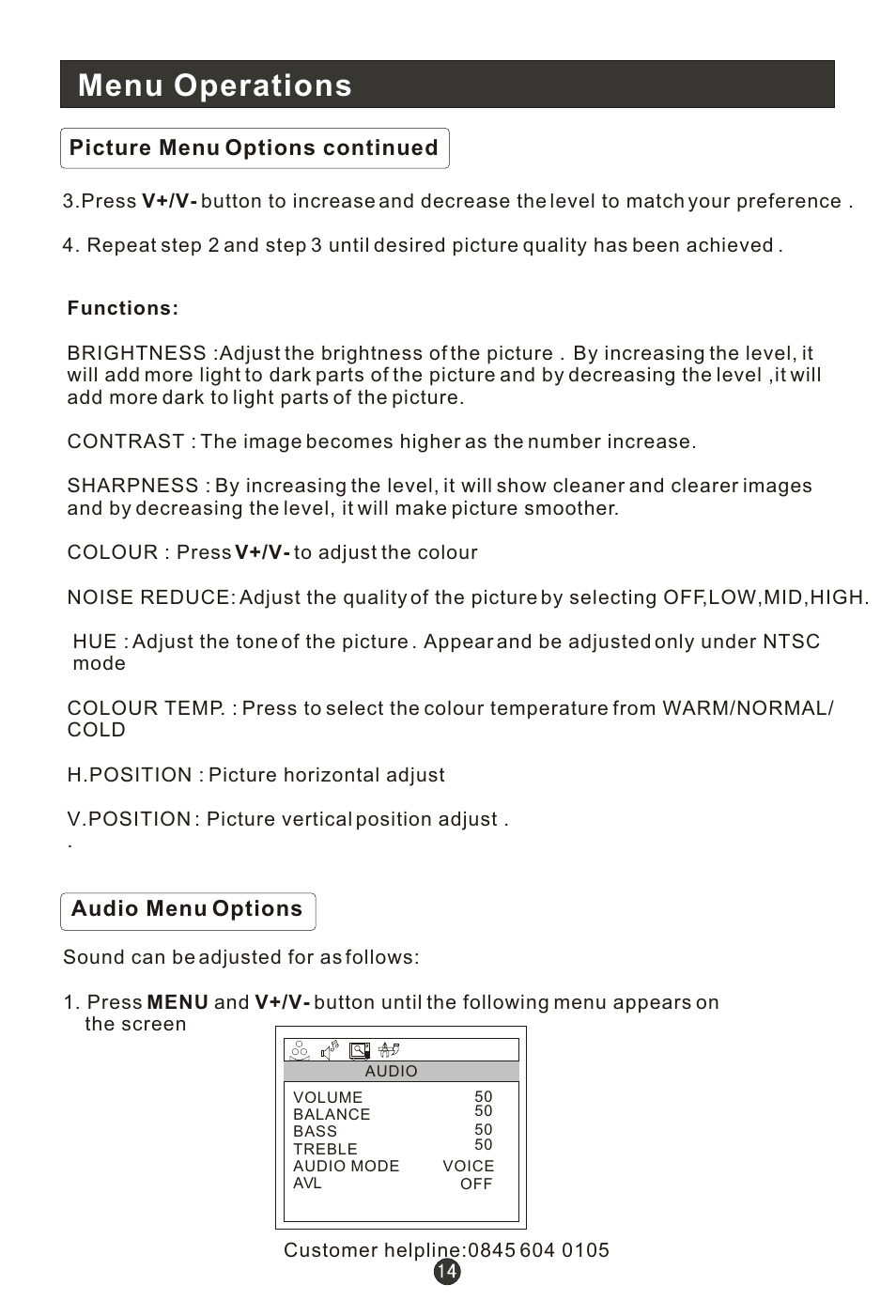 Т³гж 18, Menu operations | Wharfedale L15T11W-A User Manual | Page 18 / 44