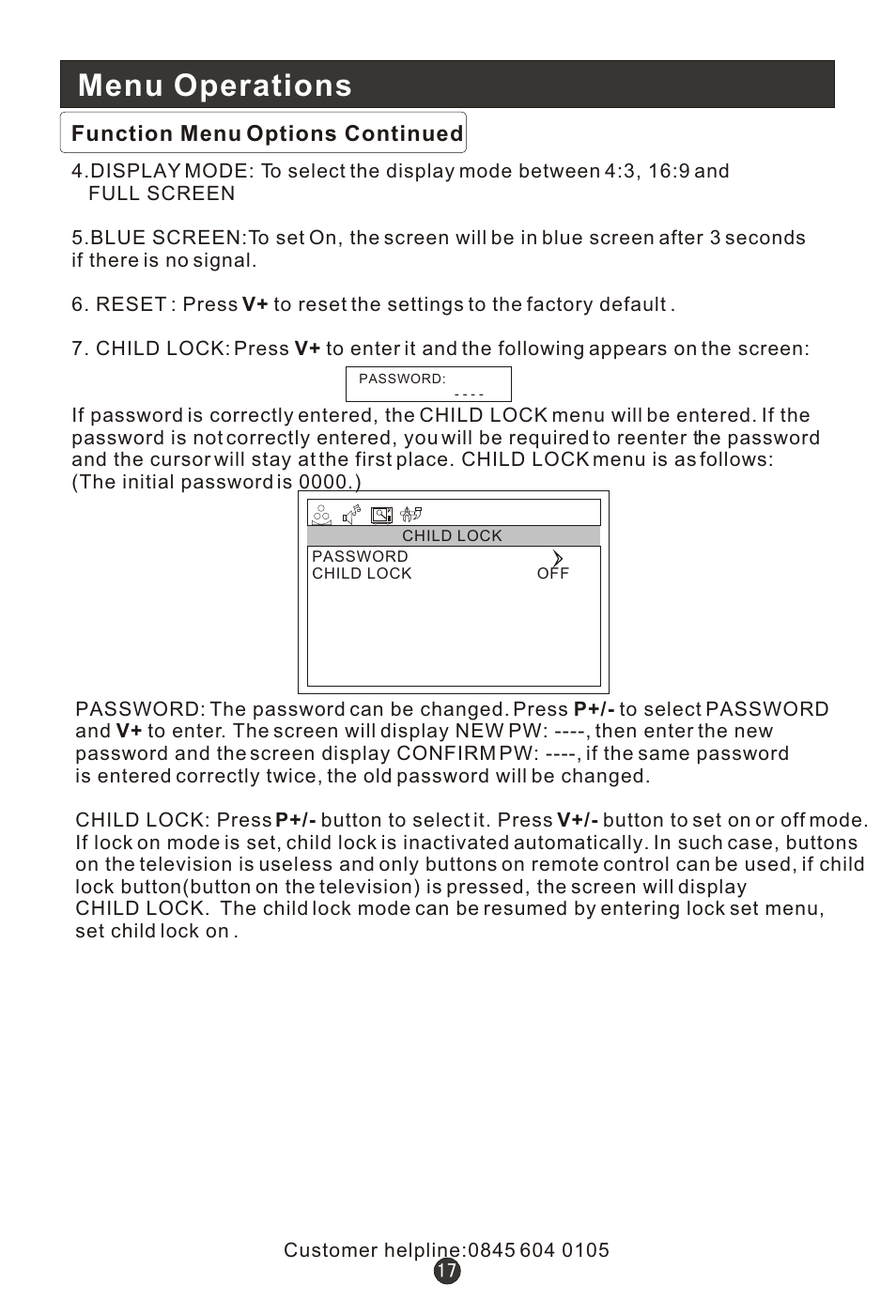 Т³гж 21, Menu operations | Wharfedale L15T11W-A User Manual | Page 21 / 44