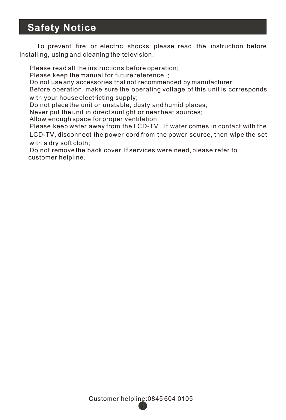 Т³гж 5, Safety notice | Wharfedale L15T11W-A User Manual | Page 5 / 44