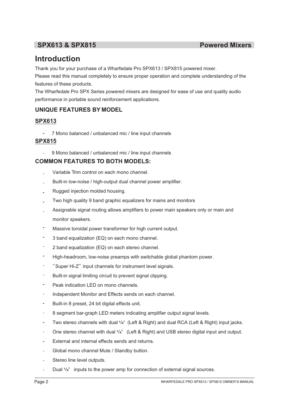 Т³гж 3, Introduction | Wharfedale SPX613 User Manual | Page 3 / 18