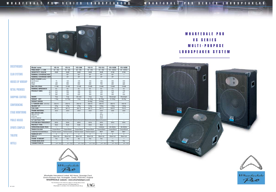 Wharfedale VS series User Manual | 2 pages