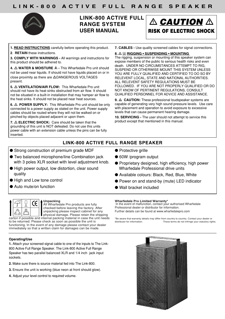 Wharfedale Link-800 User Manual | 2 pages