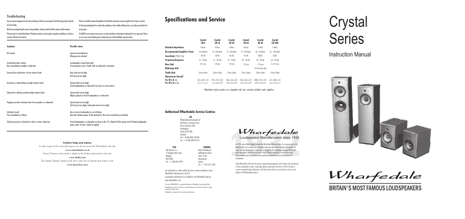 Wharfedale Crystal User Manual | 2 pages